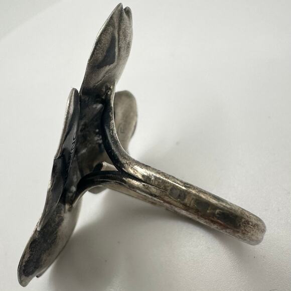 Stuart NYE vintage 1940s 925 sterling silver dogwood flower adjustable ring - Picture 4 of 9